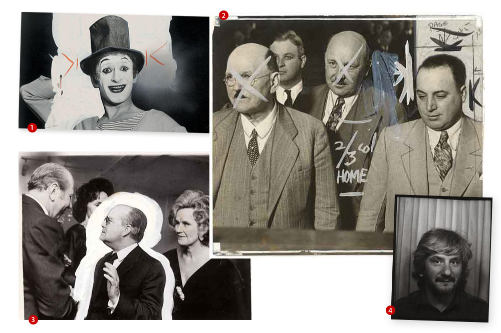 1: le mime Marceau - 2 : Ralph Capone, 1930, ©Chicago Evening American Staff ©Herald ©Examiner - 3 : Truman Capote - 4 : Raynal Pellicer